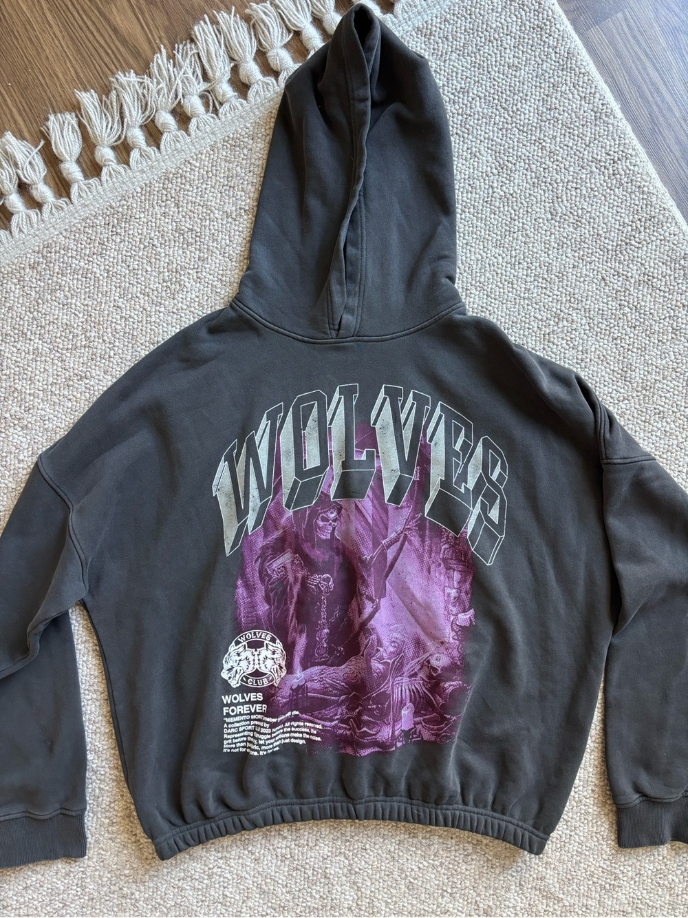 Darc Sport Wolves Graphic Hoodie - Black with Purple Print
